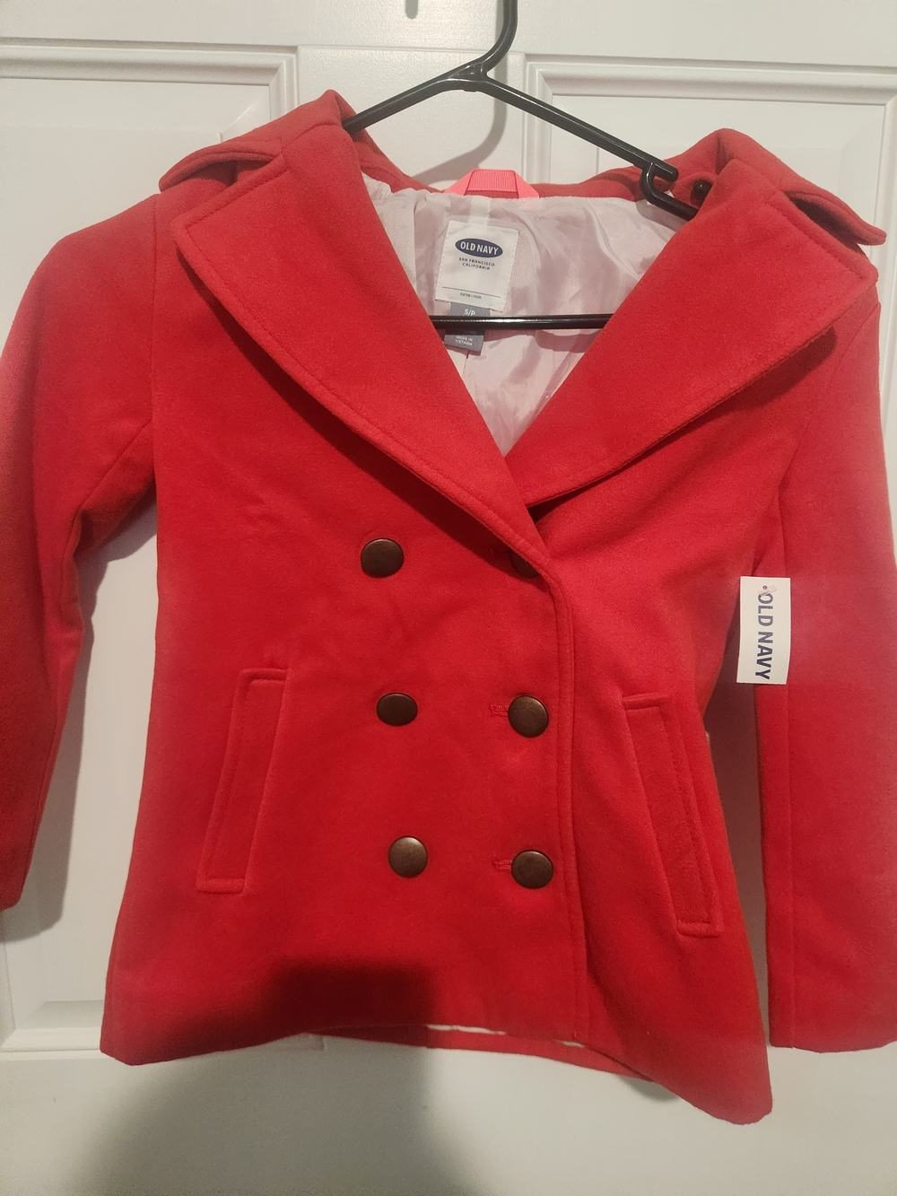 Old Navy Girls Double-Breasted Peacoat Red Small